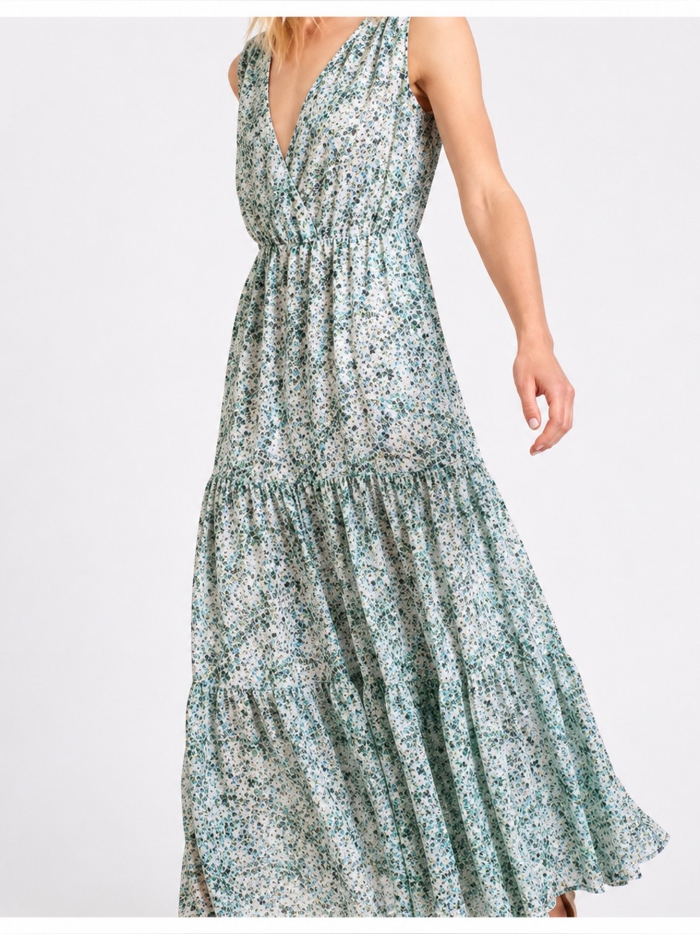 Banana Republic Tiered Sleeveless Maxi Dress In Jasmine Floral